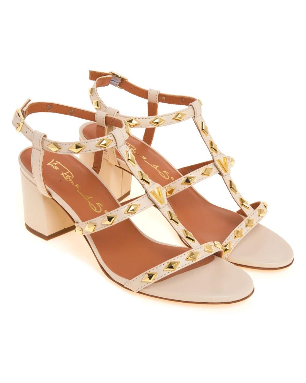 Via Roma 15 Metallic High Heel Sandals