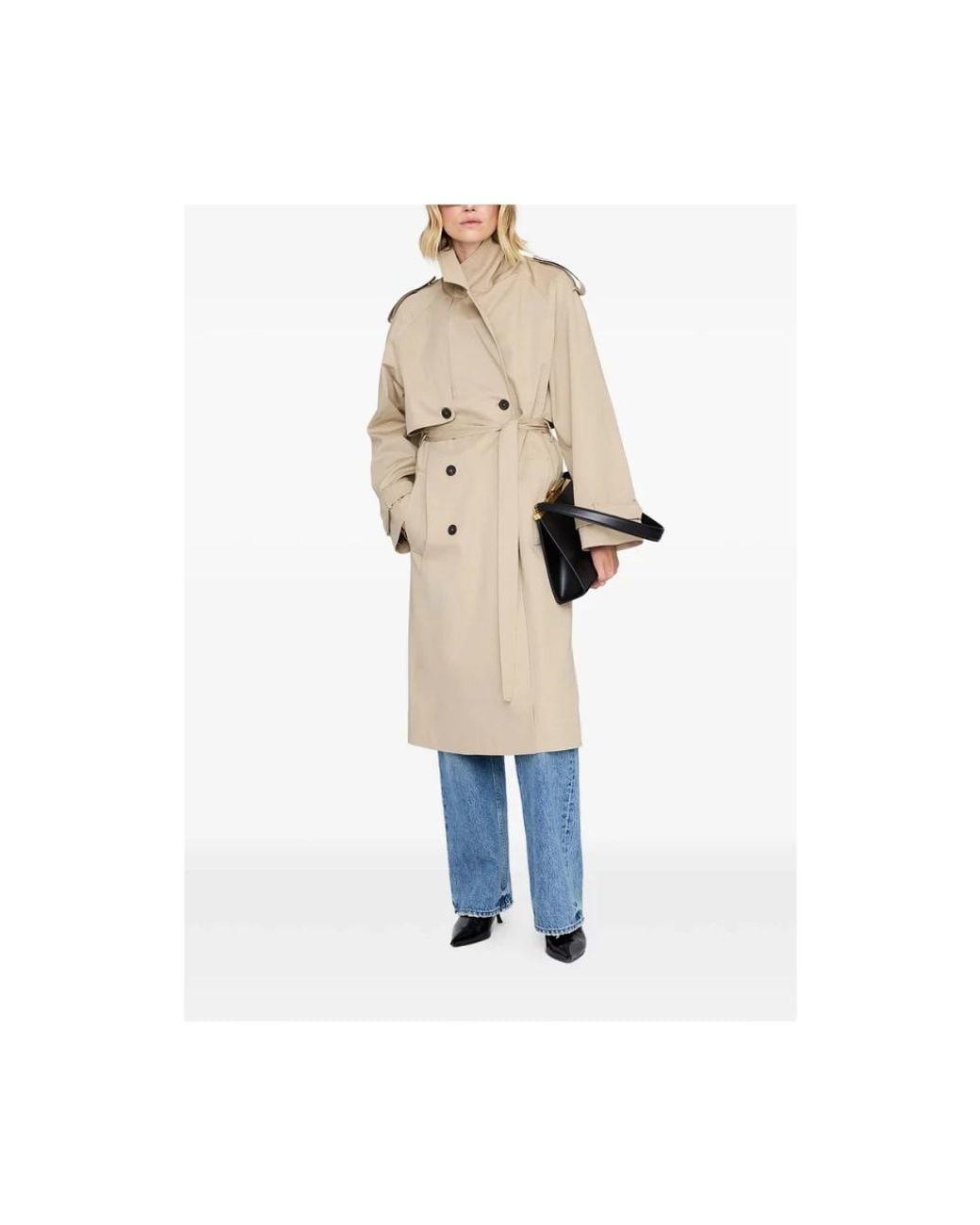 Anine Bing Natural Maxi Double-Breasted Trench