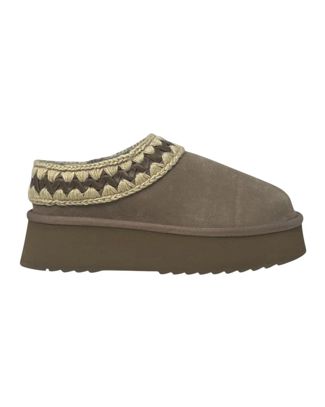 Mou Gray Platform Clog Suede