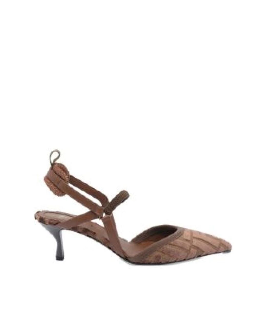 Fendi Schoenen ,Bruin ,Ff-Logo Slingback Hakken Pompen in het Brown
