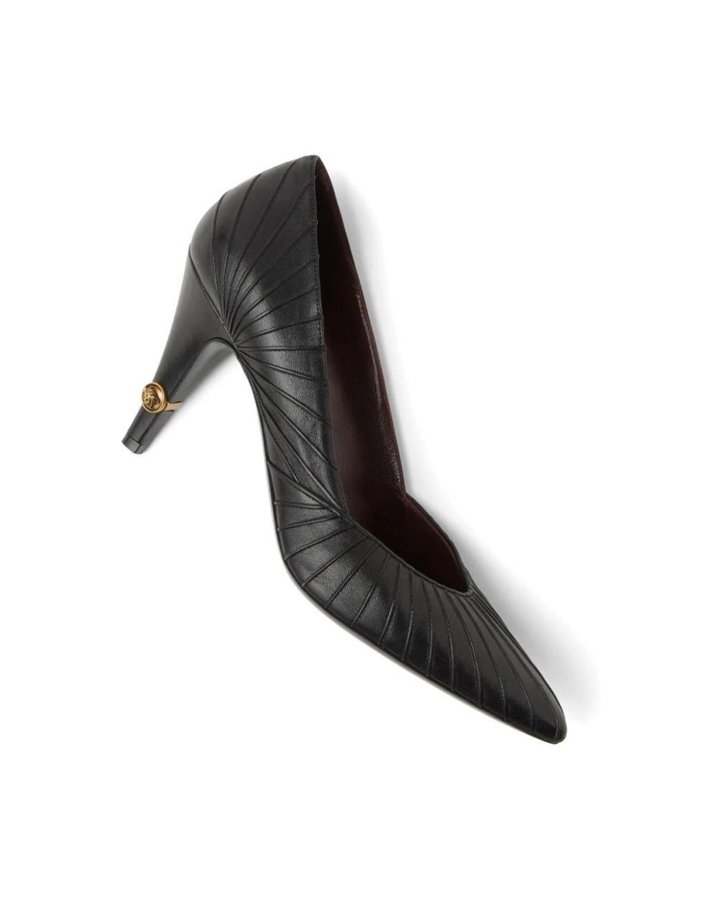 Versace Black Leather Flat Shoes