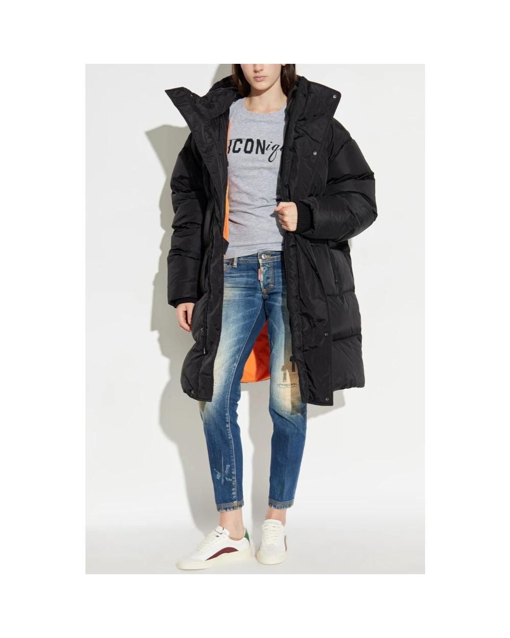 DSquared² Jassen ,Zwart ,Lange Donsjas in het Black