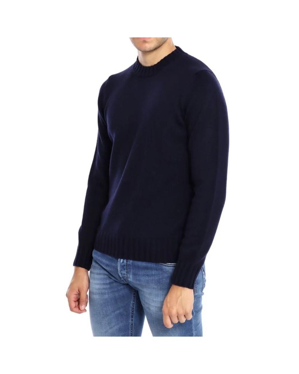FILIPPO DE LAURENTIIS Blue Round-Neck Knitwear for men