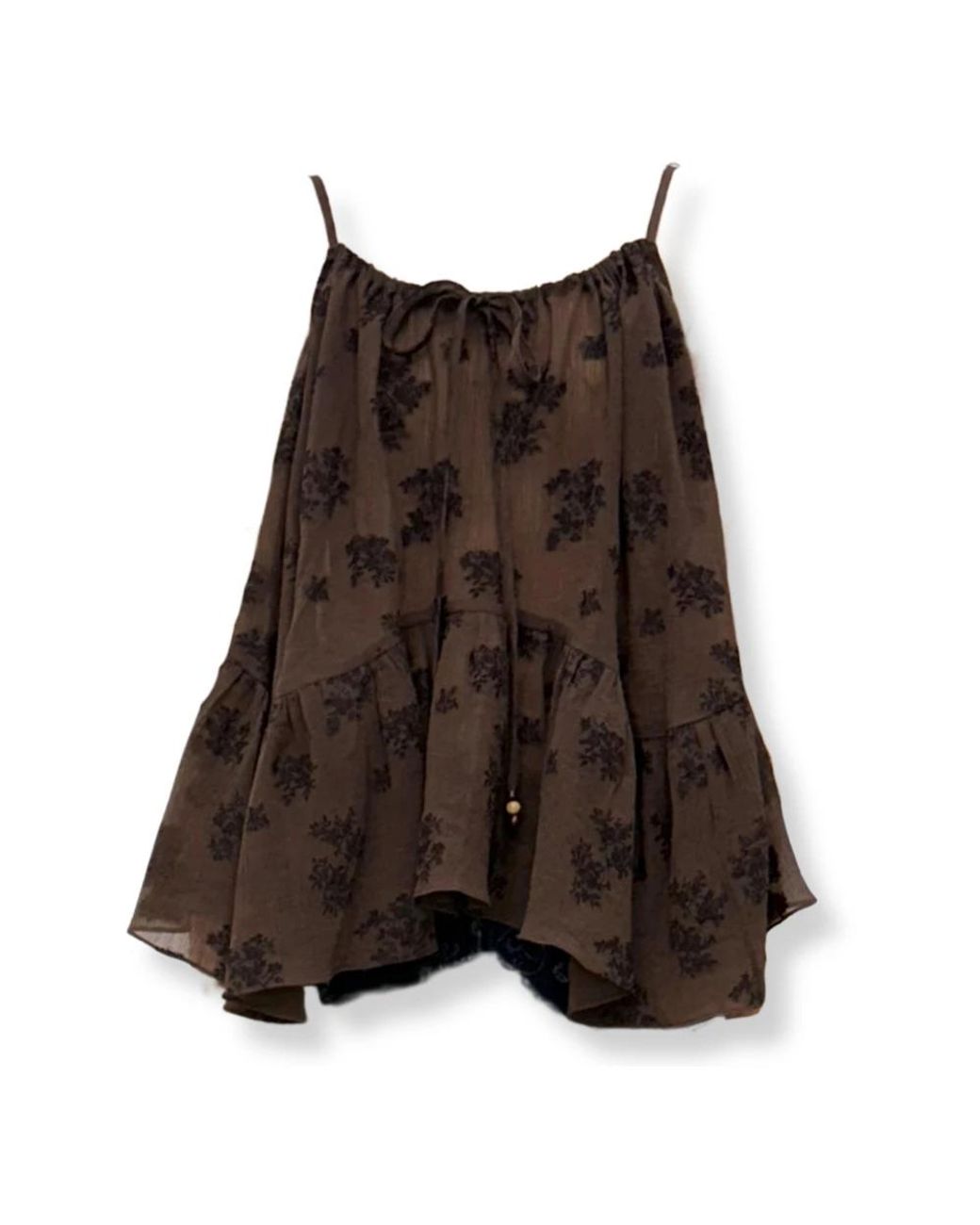 EPINGLER Leaf Vest Blouse in het Brown