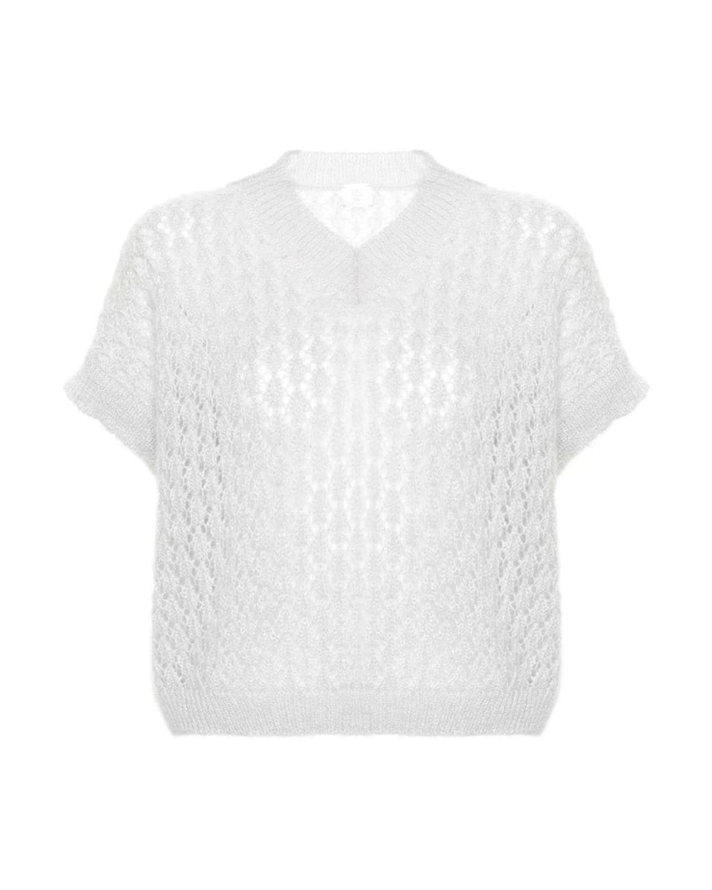 Eleventy White V-Neck Knitwear