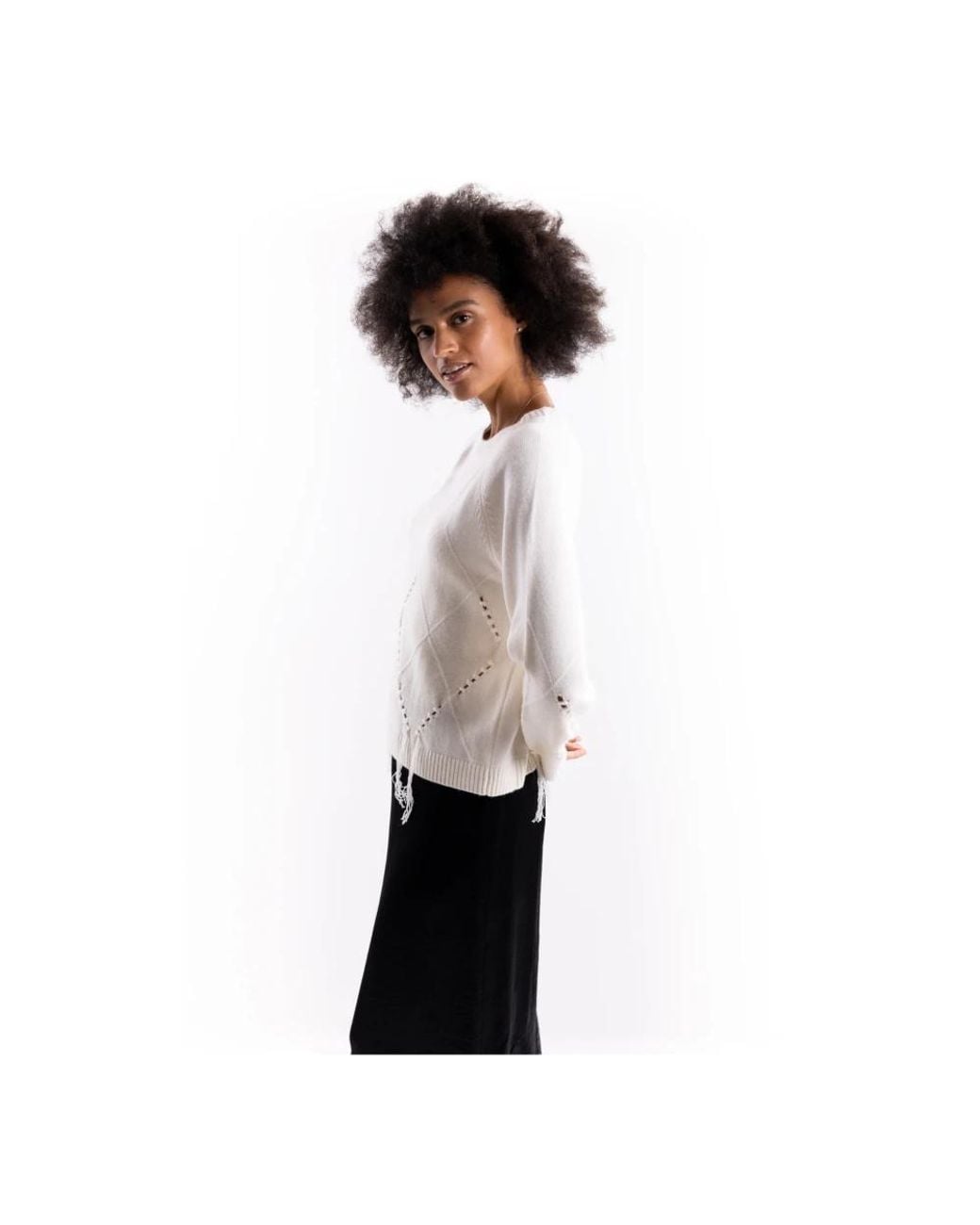 Pinko White Round-Neck Knitwear