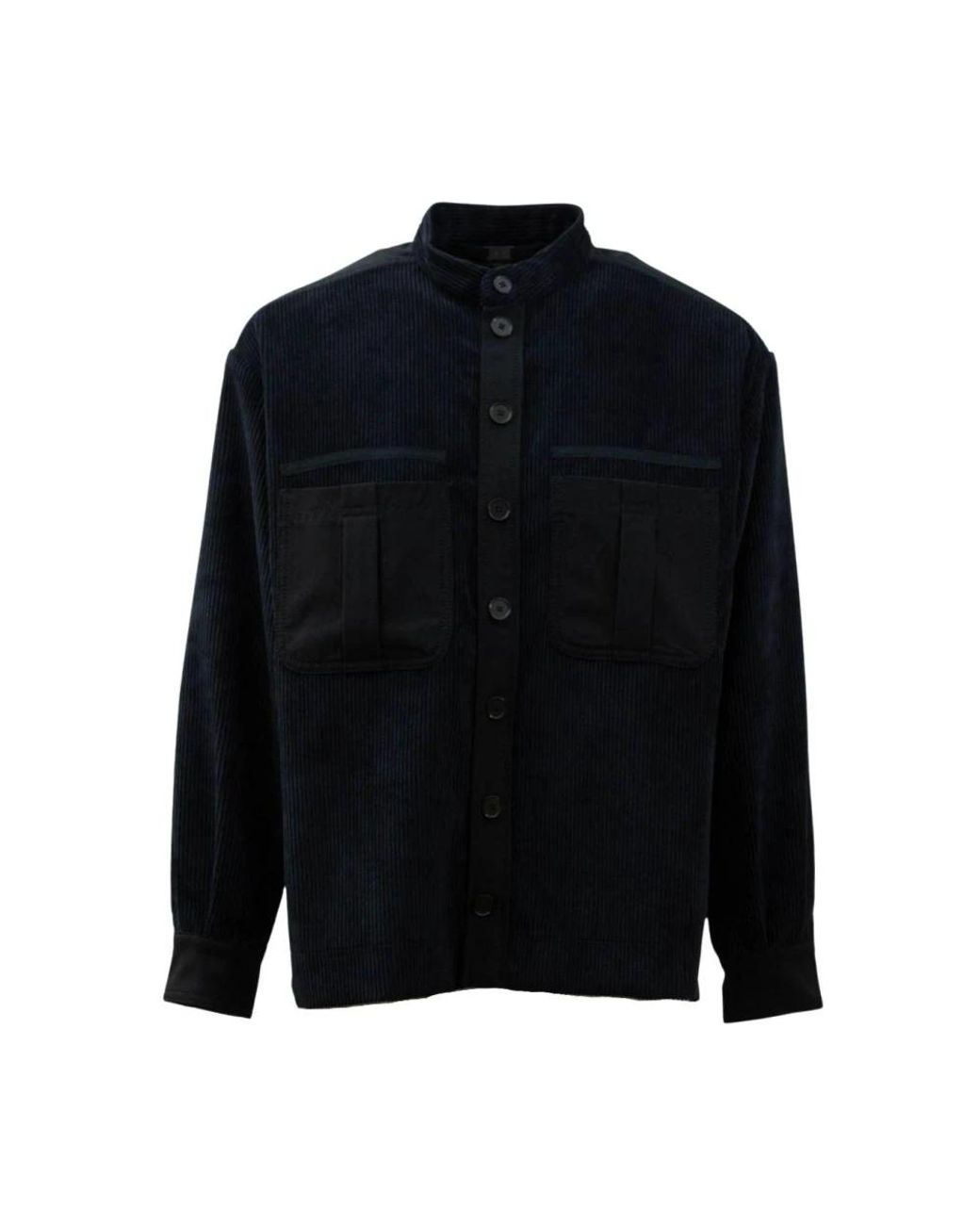 High Overhemden ,Zwart ,Oversized Zwart Shirt Met Militaire Stijl Zakken in het Blue