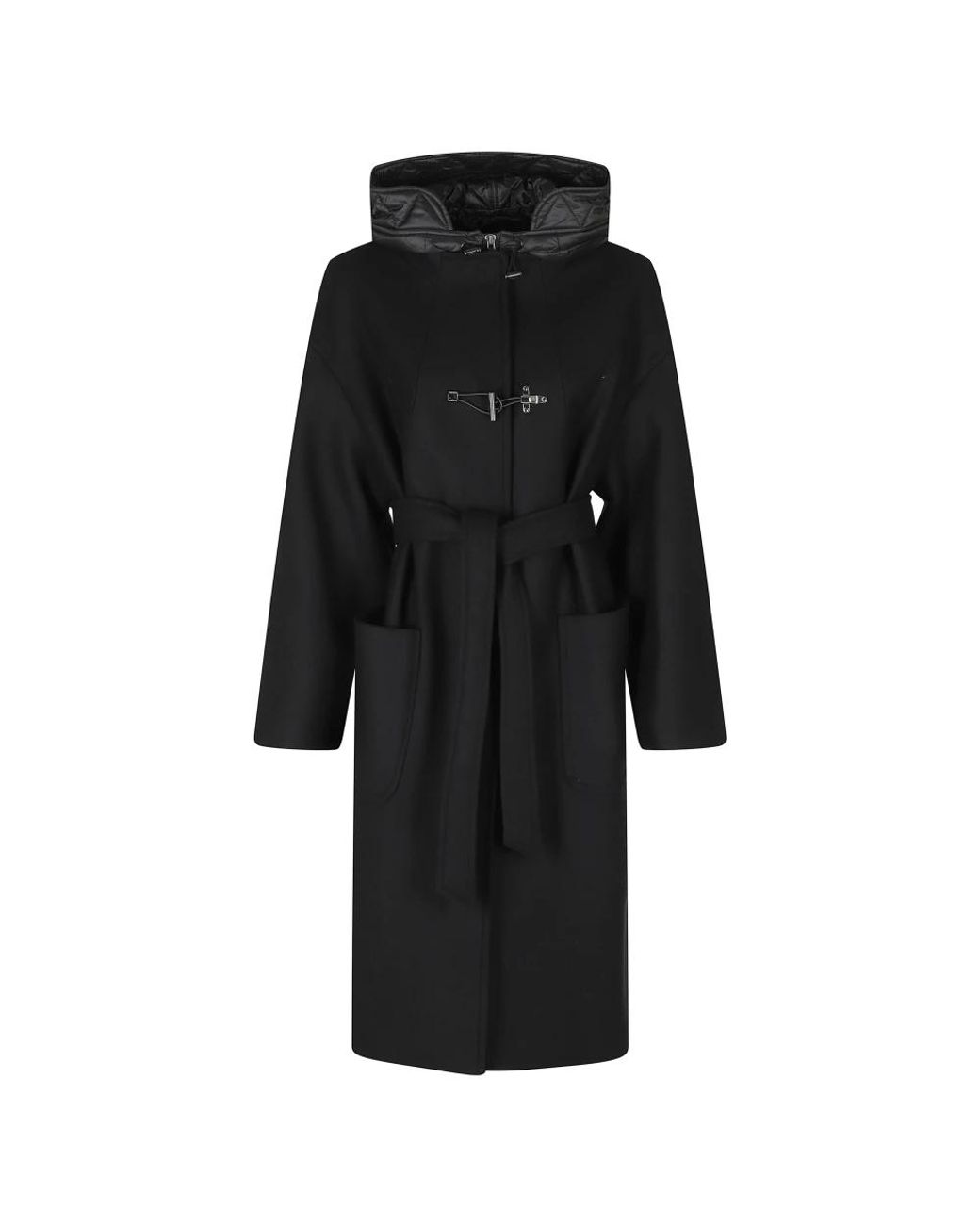 Fay Black Belted Coats
