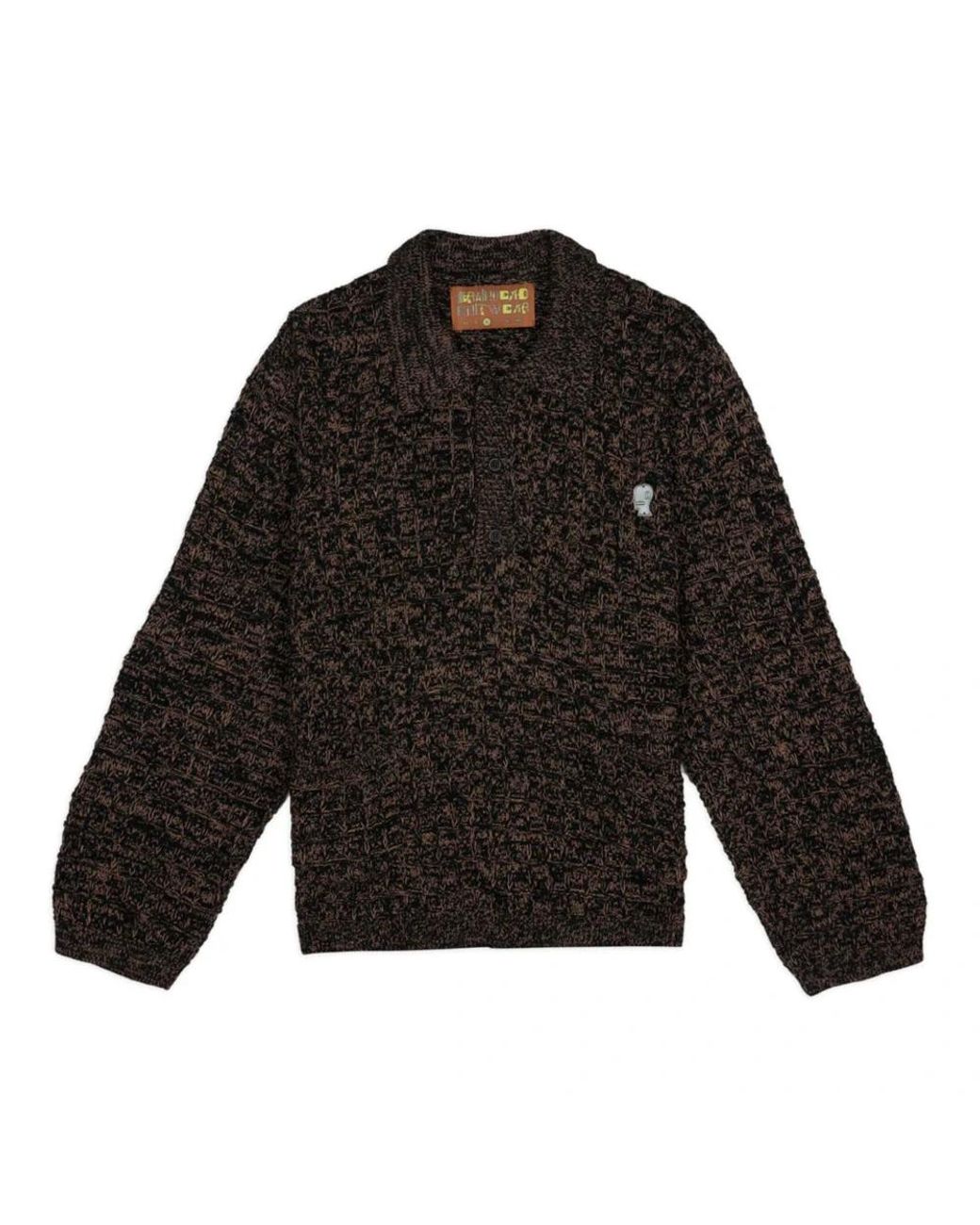 Brain Dead Waffle Pullover Sweater in het Black voor heren