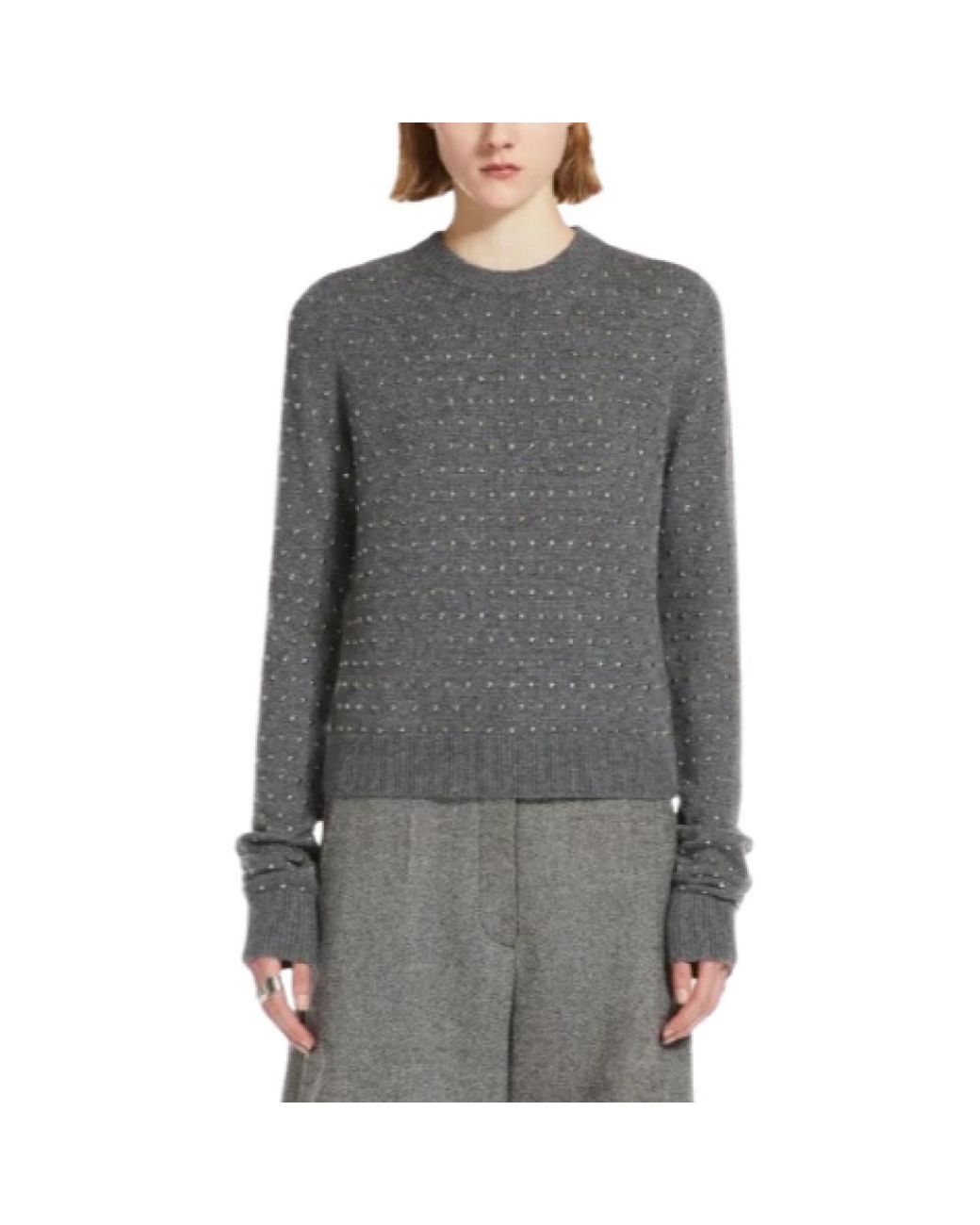 Sportmax Gray Round-Neck Knitwear
