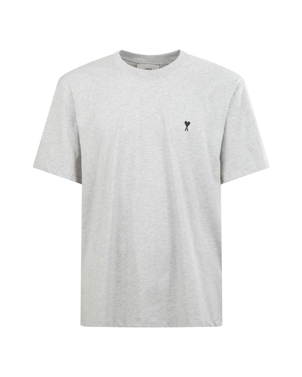 AMI Tops ,Grijs ,Katoen Minimalistische Klassieke Katoenen T-Shirt in het Gray voor heren