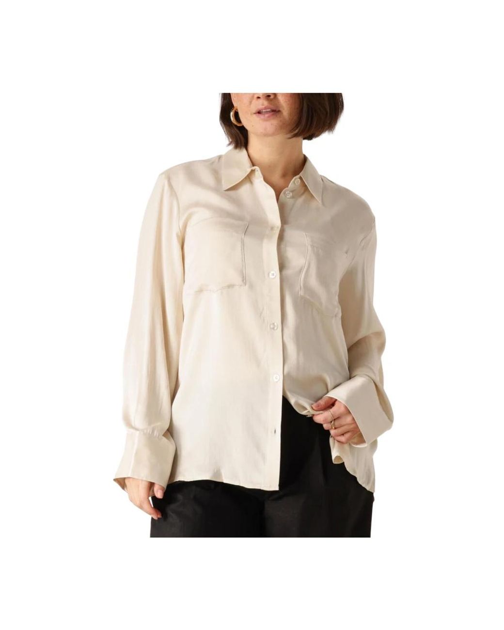 Gestuz Overhemden ,Silke Gz Zijden Blouse in het Natural