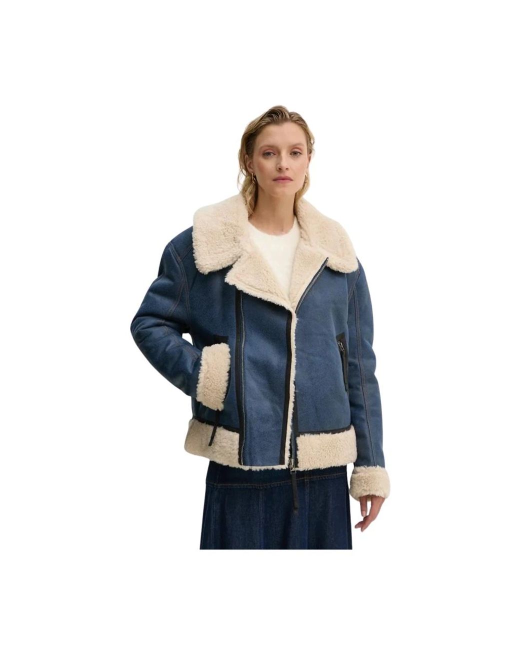 Munthe Nepbont & Shearling Jassen in het Blue
