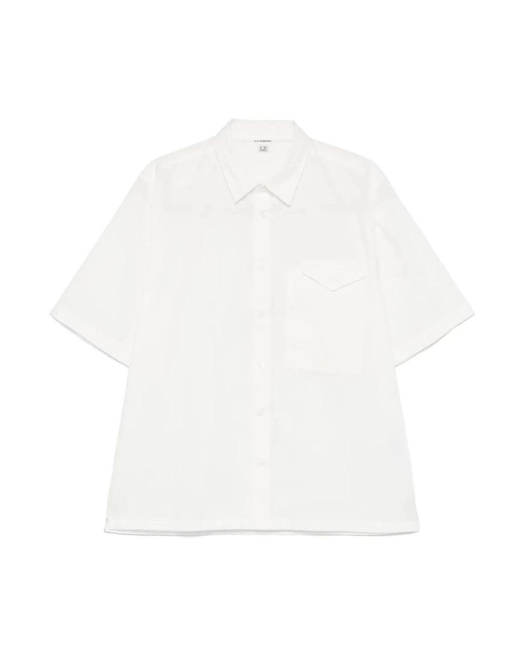 C P Company White Short Sleeve Shirts for men