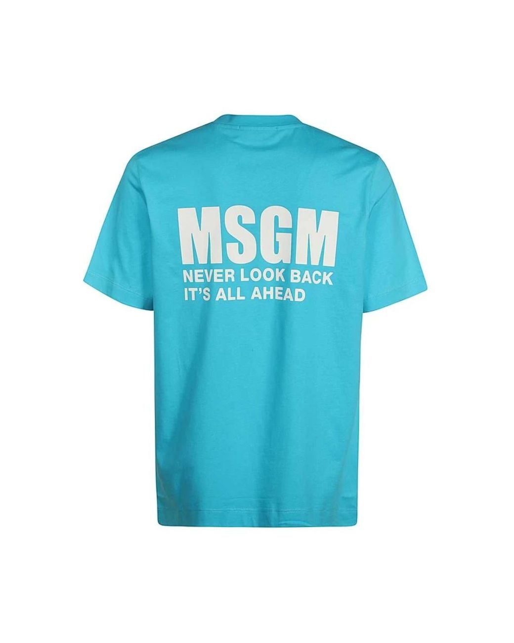 MSGM Tops ,Blauw ,Katoen Logo Detail Katoenen T-Shirt in het Blue voor heren
