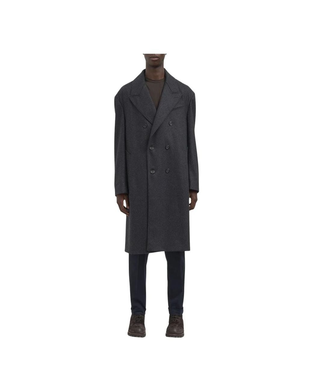 Paolo Pecora Black Double-Breasted Coats for men