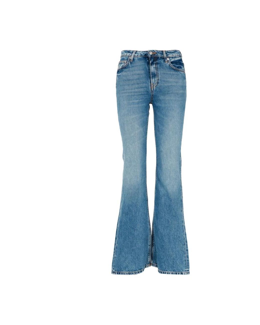 Roy Rogers Jeans ,Blauw ,Denim Flare Denim Jeans Met Mid-Rise Taille in het Blue