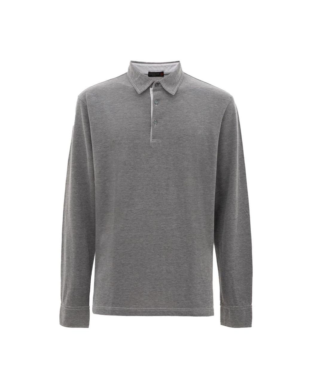 Corneliani Tops ,Grijs ,Katoen Polo Shirt Met Lange Mouwen in het Gray voor heren