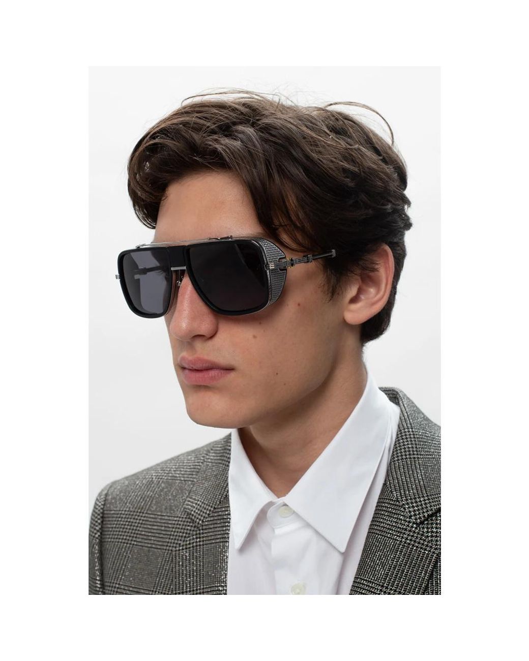 Balmain Sonnenbrille mit logo in Gray für Herren