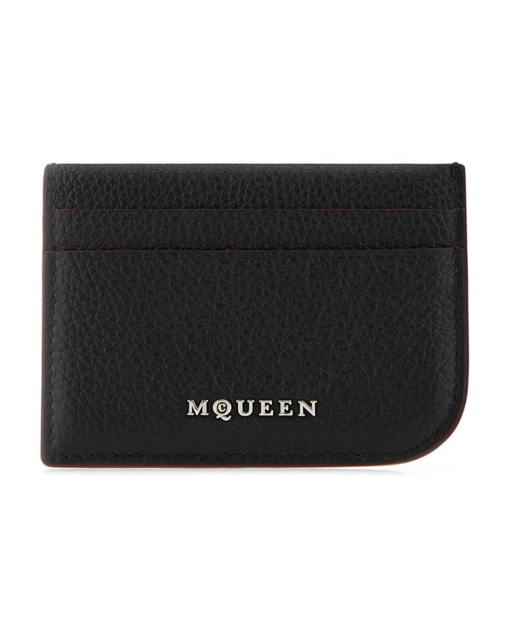 McQueen Black Stilvolle Schwarze Lederkartenhalter