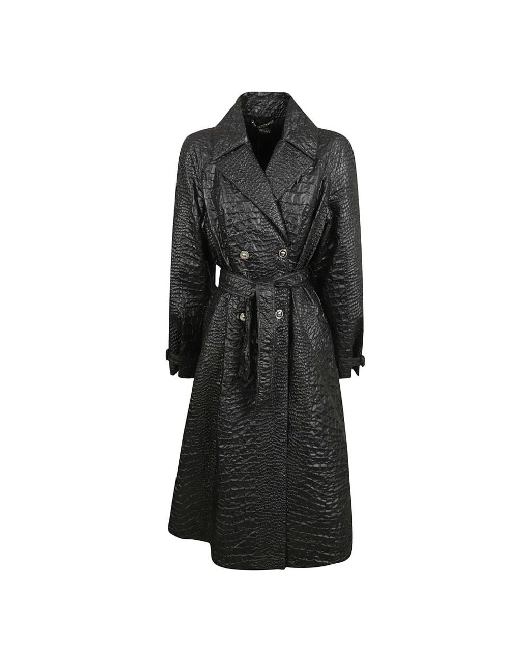 Belted Coats di Versace in Black