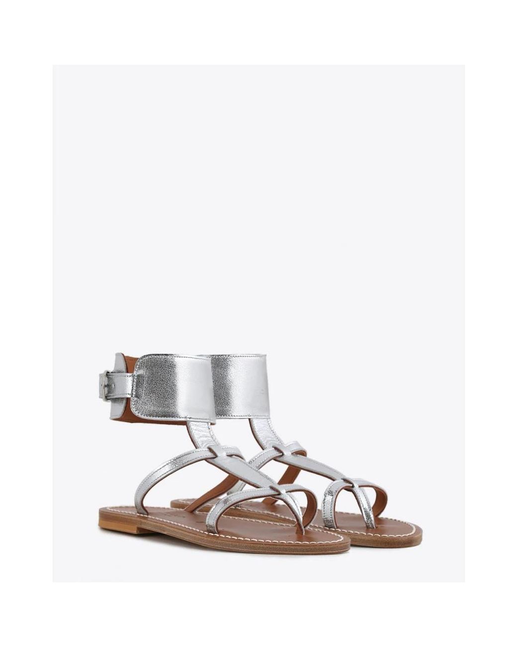 K. Jacques Metallic Flat Sandals