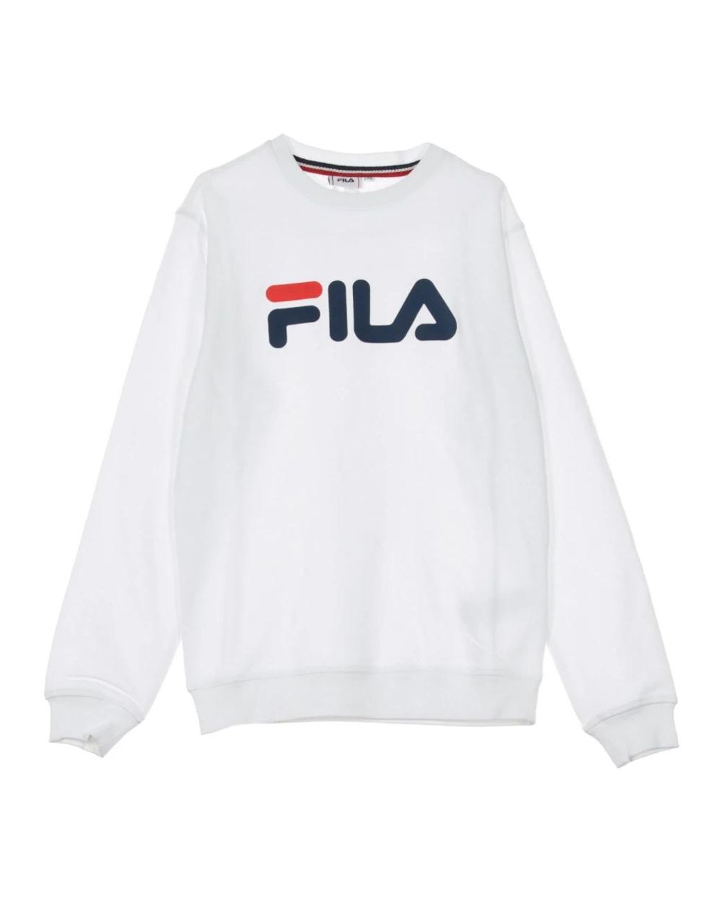Fila Hoodies & Sweatvesten ,Wit ,Katoen Witte Crewneck Sweatshirt Lange Mouw in het White voor heren