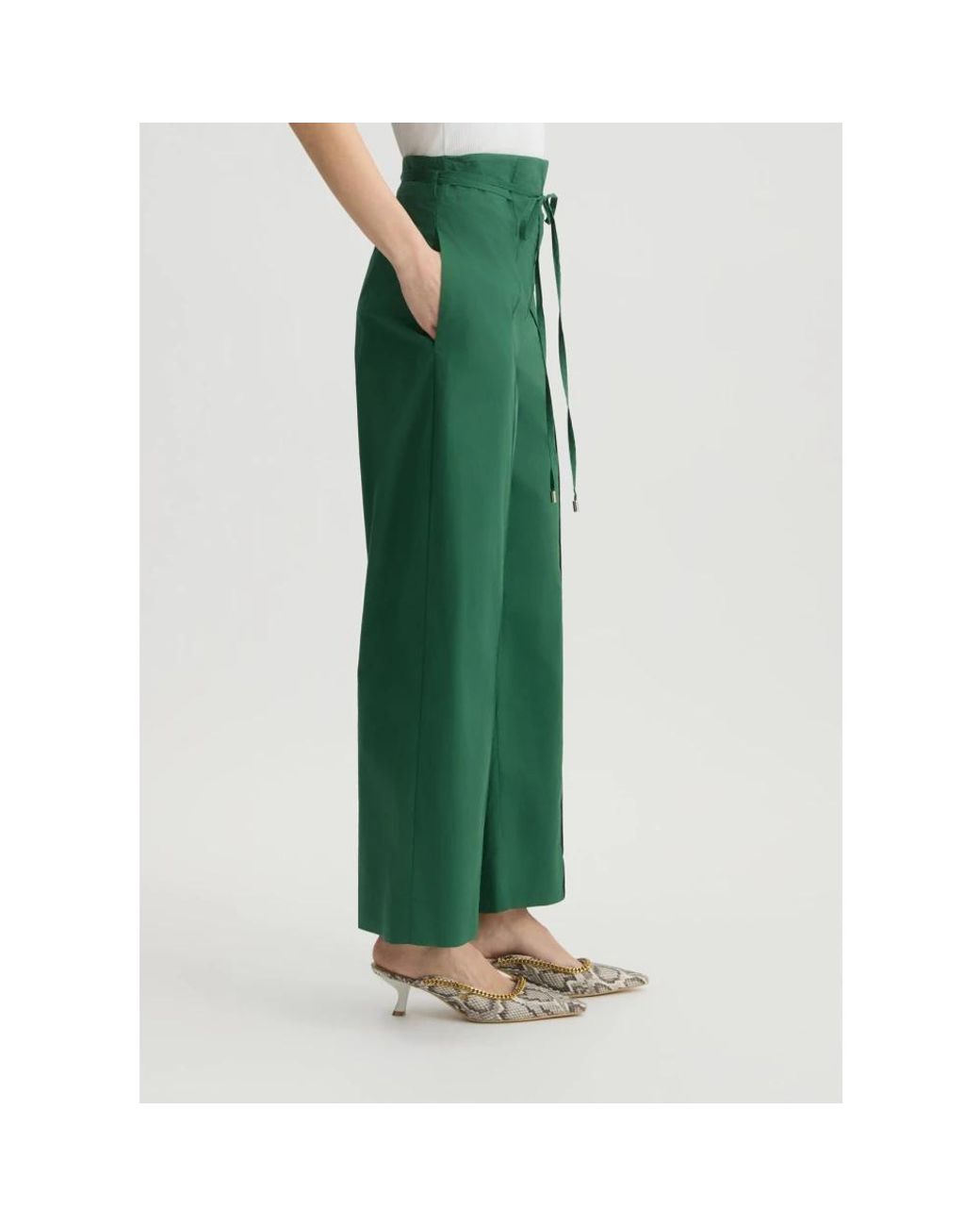 Liu Jo Straight Trousers in Green | Lyst