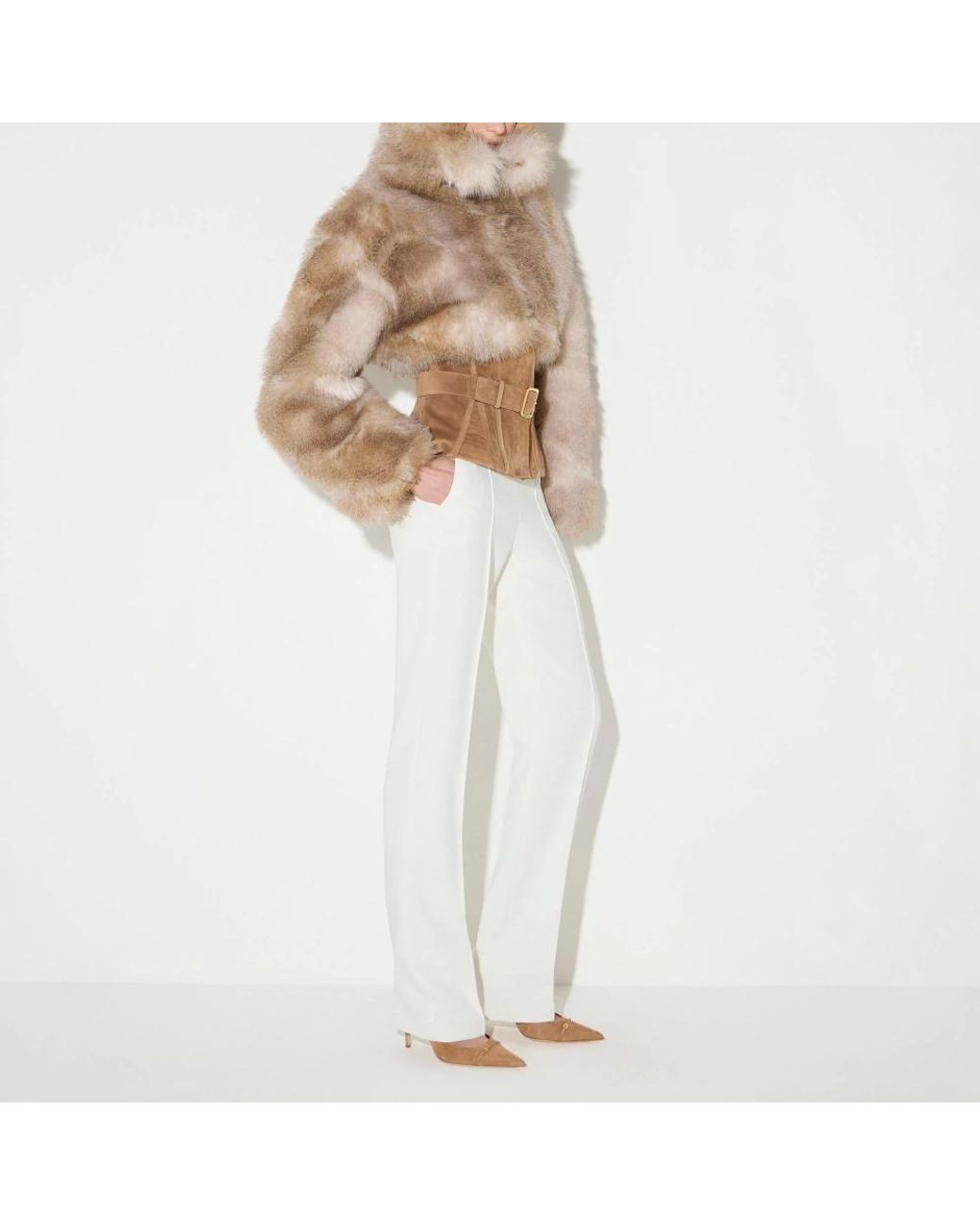 Elisabetta Franchi Brown Faux Fur & Shearling Jackets