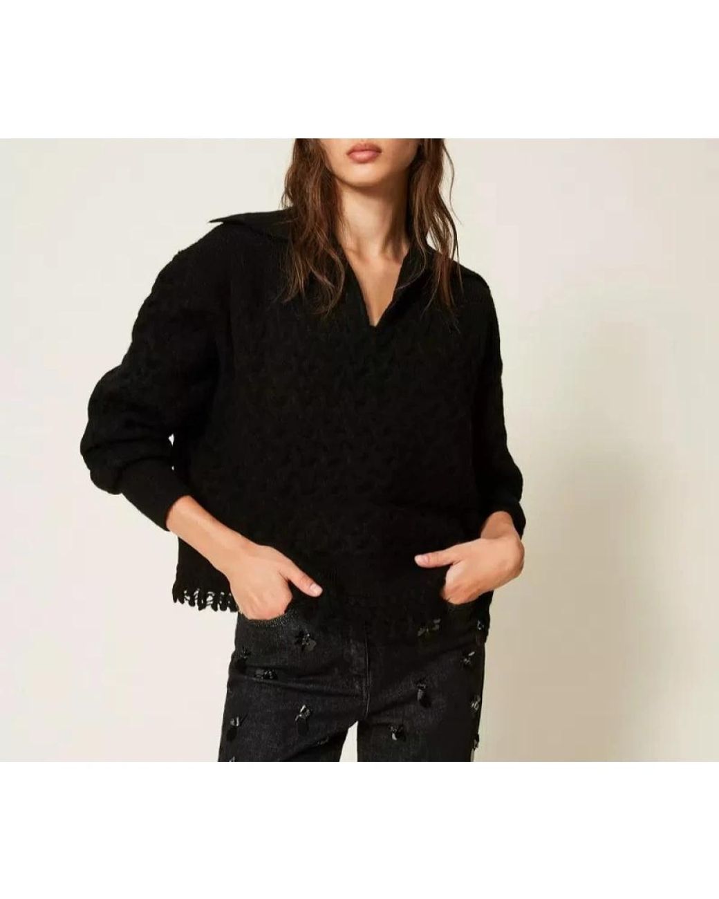 Twinset Black V-Neck Knitwear
