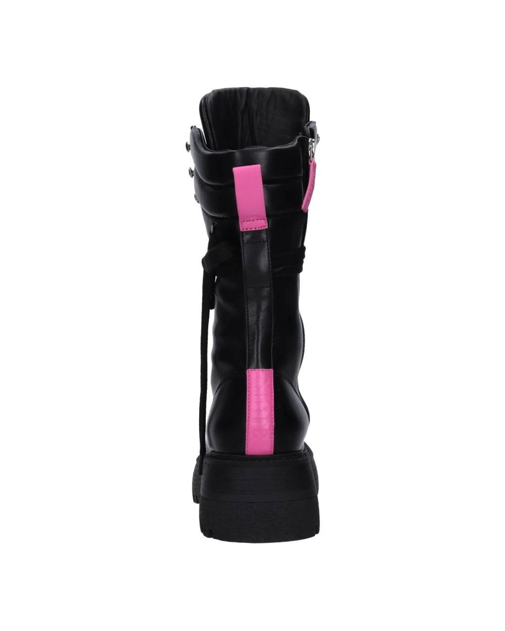 3Juin Black Lace-Up Boots