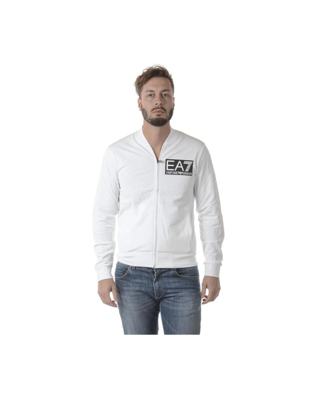 EA7 White Zip-Throughs for men