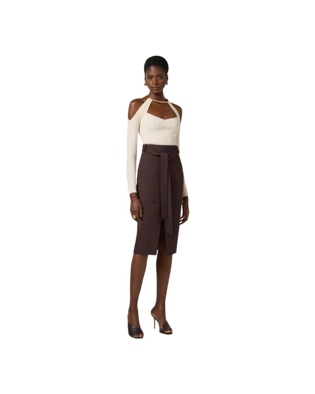 Elisabetta Franchi White Round-Neck Knitwear