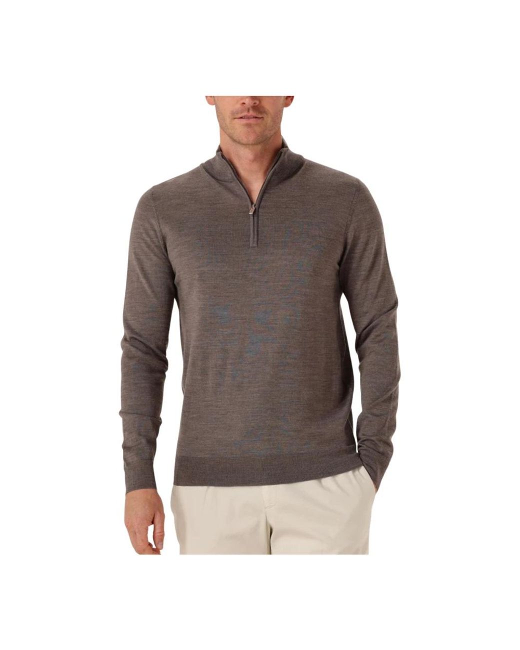 Profuomo Truien & Vesten ,Bruin ,Wol Pullover Half Zip Merino in het Brown voor heren