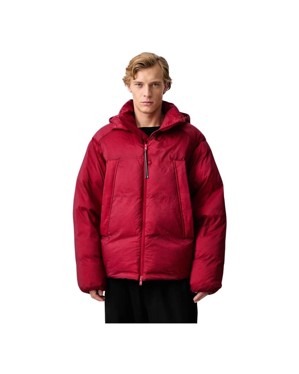 Y-3 Jassen ,Rood ,Pufferjack Met Capuchon in het Red voor heren