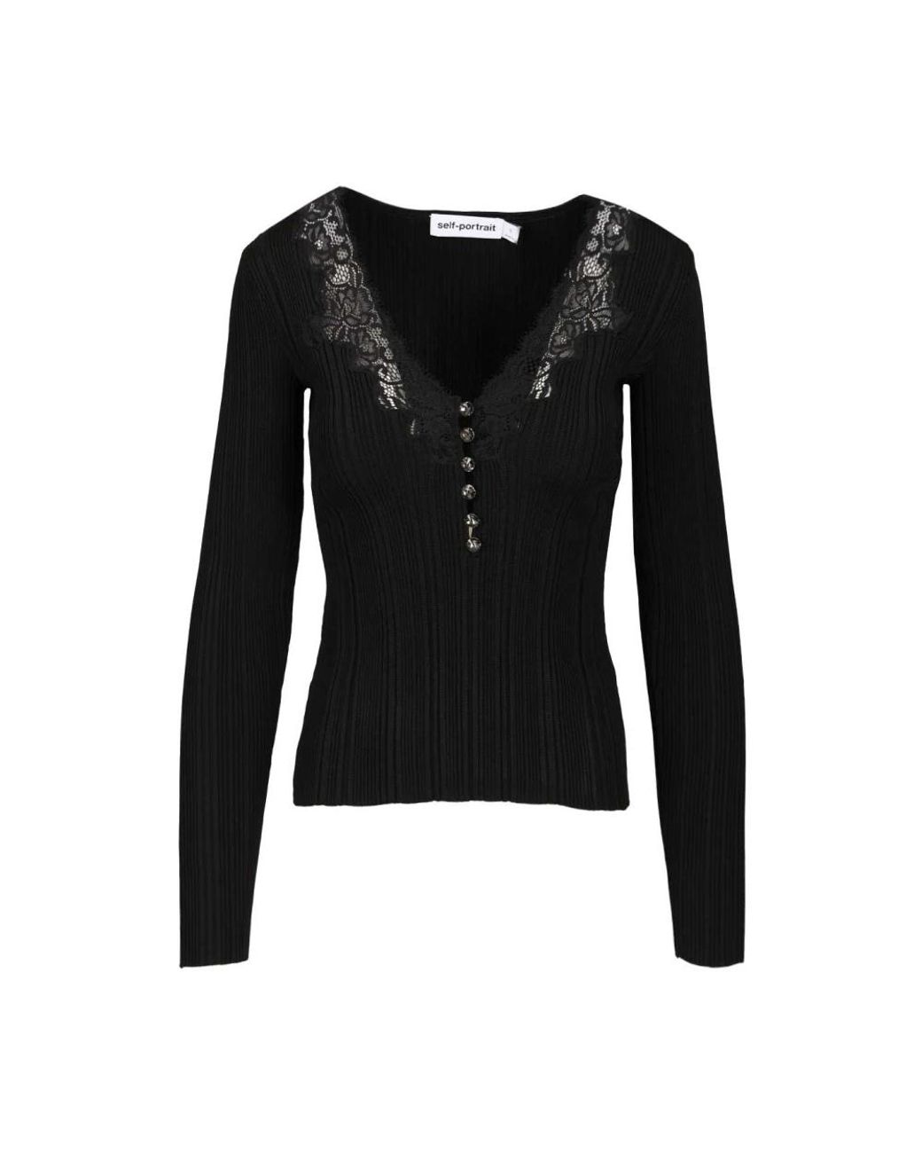 Self-Portrait Black V-Neck Knitwear