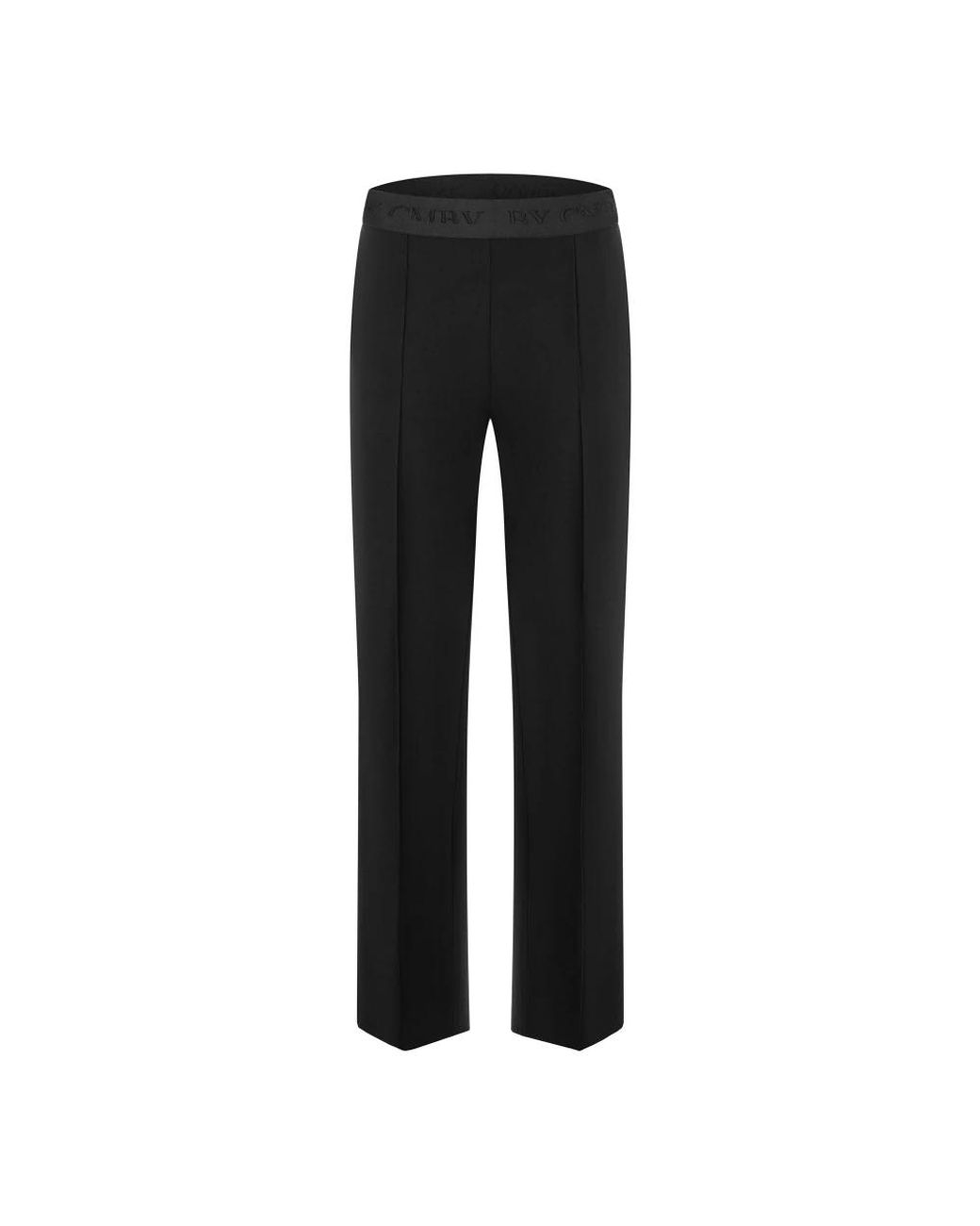 Pantalones negros elegantes con banda de cintura bordada Cambio de color Black