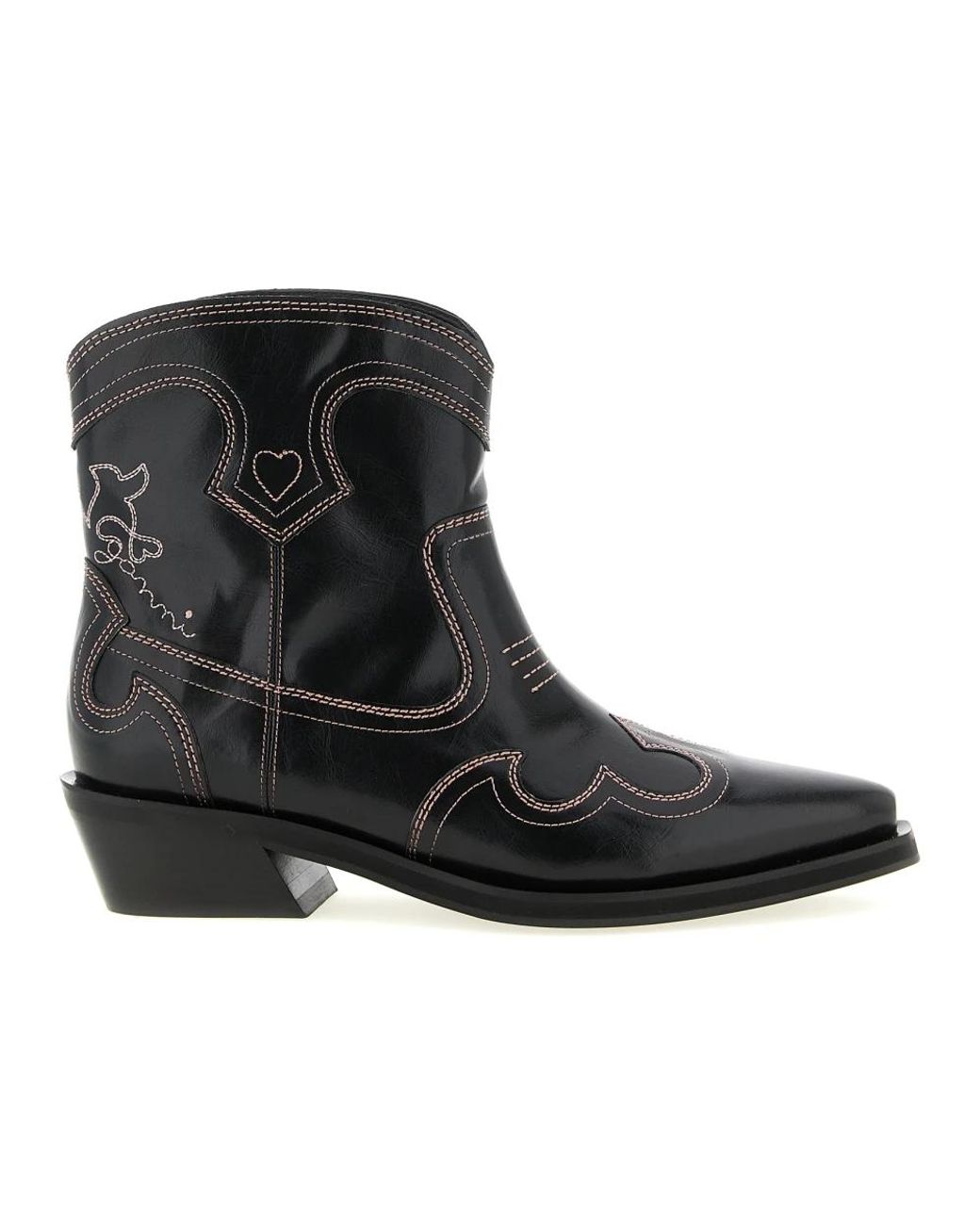 Ganni Black Cowboy & Biker Boots