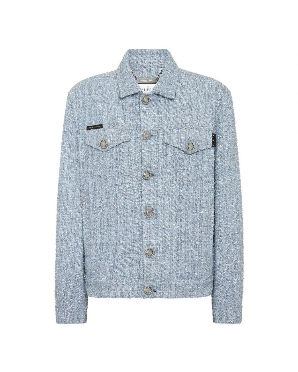 Philipp Plein Jassen ,Blauw ,Denim Denim Jacket in het Blue