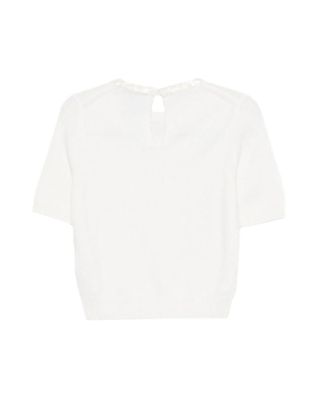 Semicouture White Round-Neck Knitwear