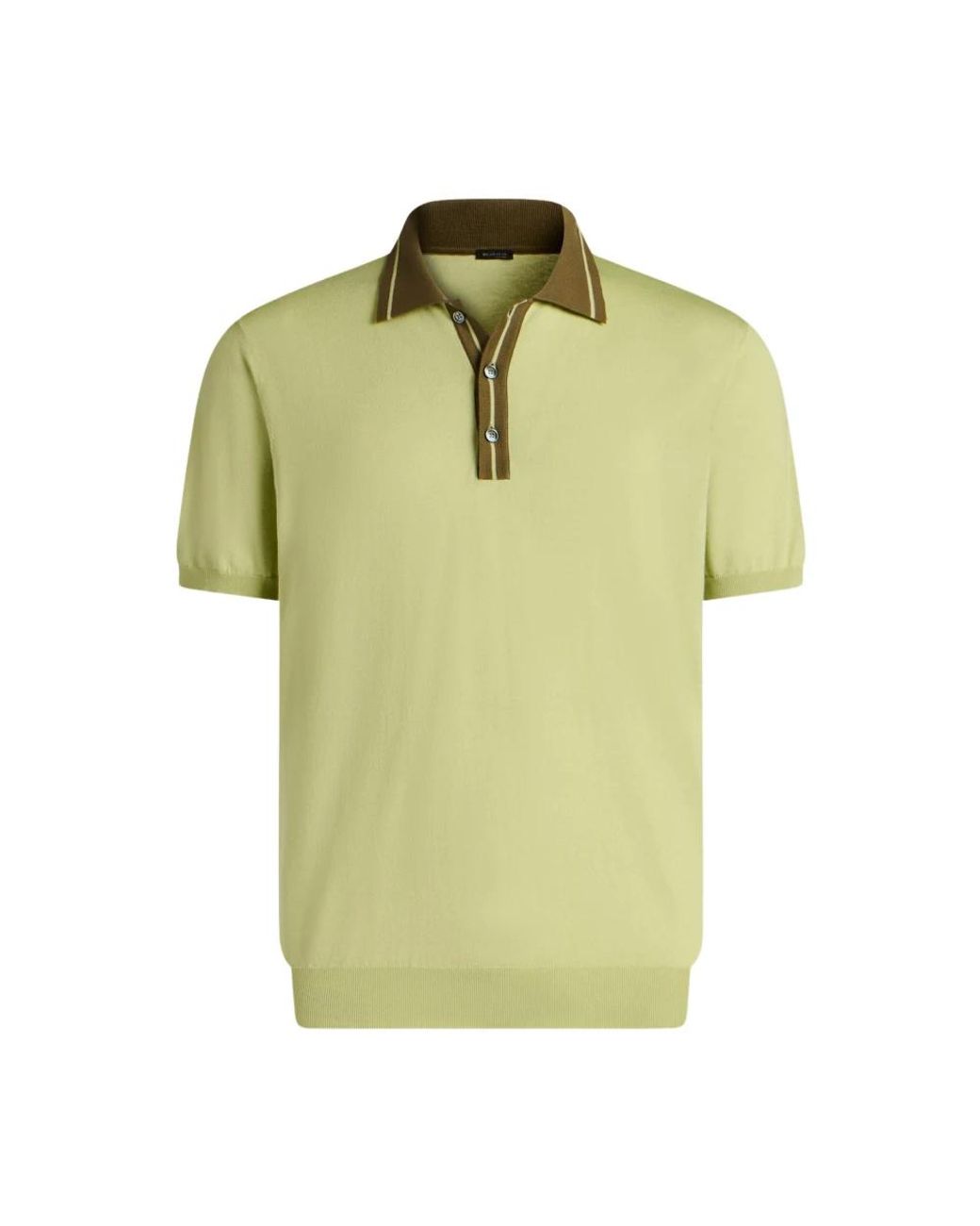 Kiton Tops ,Groen ,Katoen Puur Katoenen Poloshirt Met Contrasterende Kraag in het Green voor heren