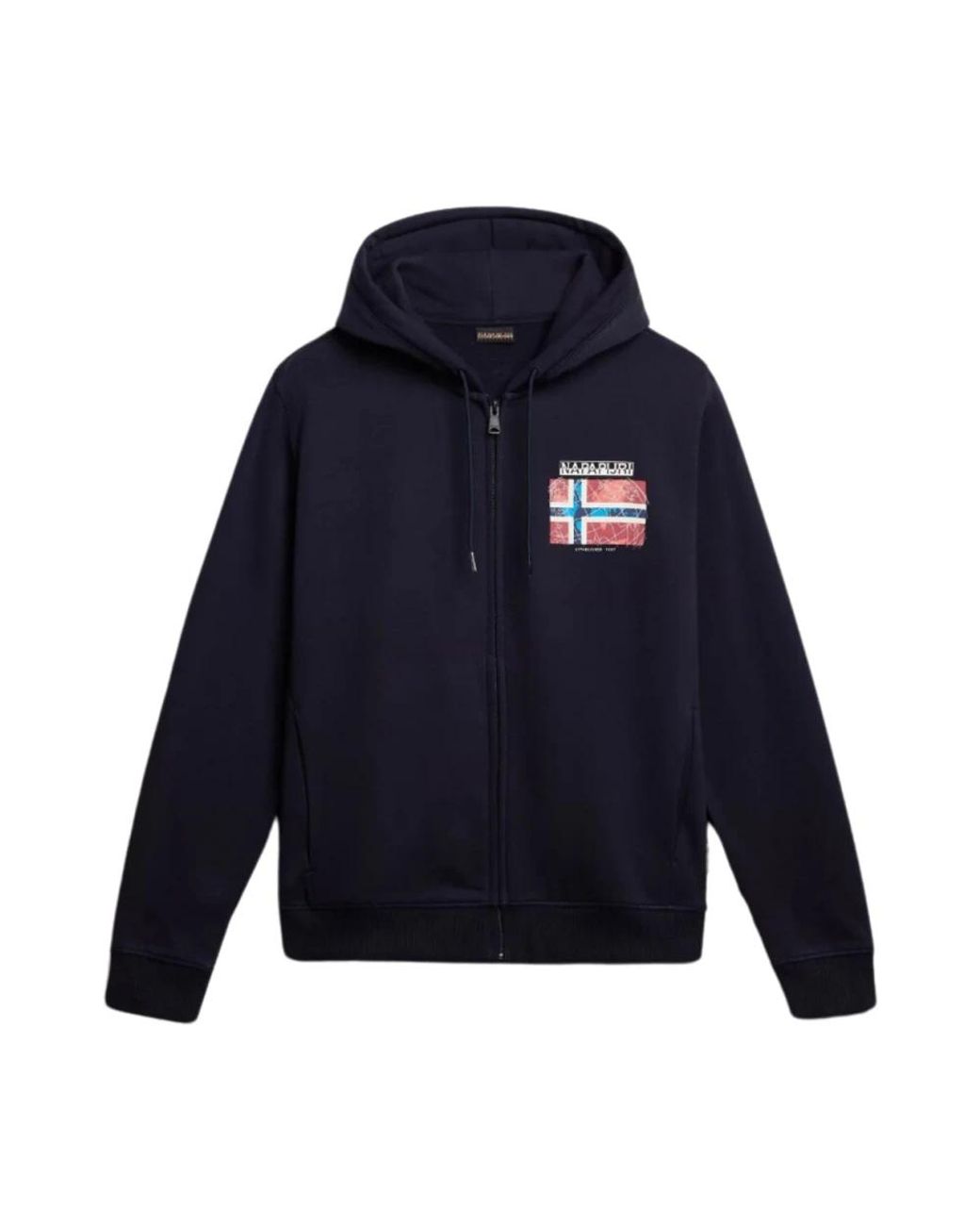 Napapijri Hoodies & Sweatvesten ,Blauw ,Katoen Blauwe Katoenen Hoodie Met Volledige Rits in het Blue voor heren