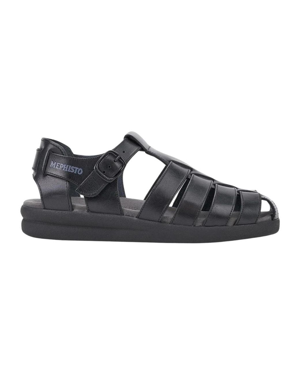 Mephisto Schoenen ,Zwart ,Leer Stijlvolle Herensandaal in het Black voor heren
