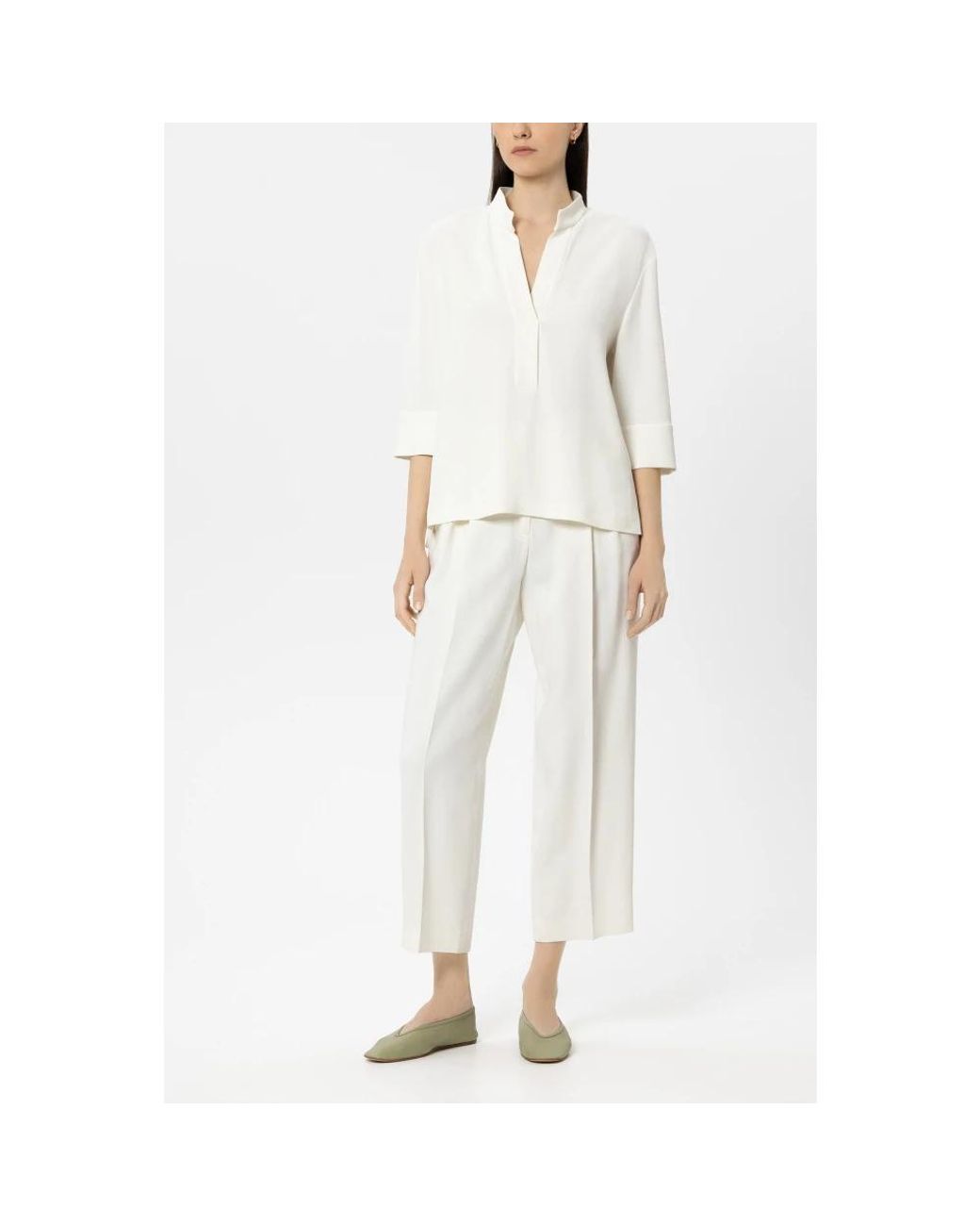 Luisa Cerano White Cropped Trousers
