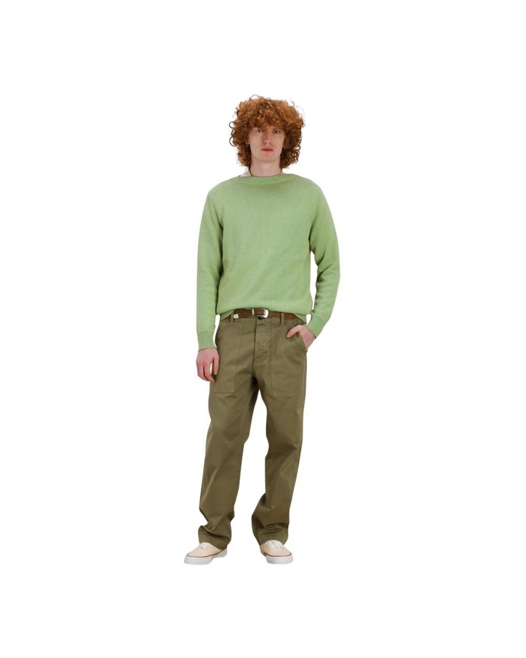 Fortela Green Straight Trousers for men