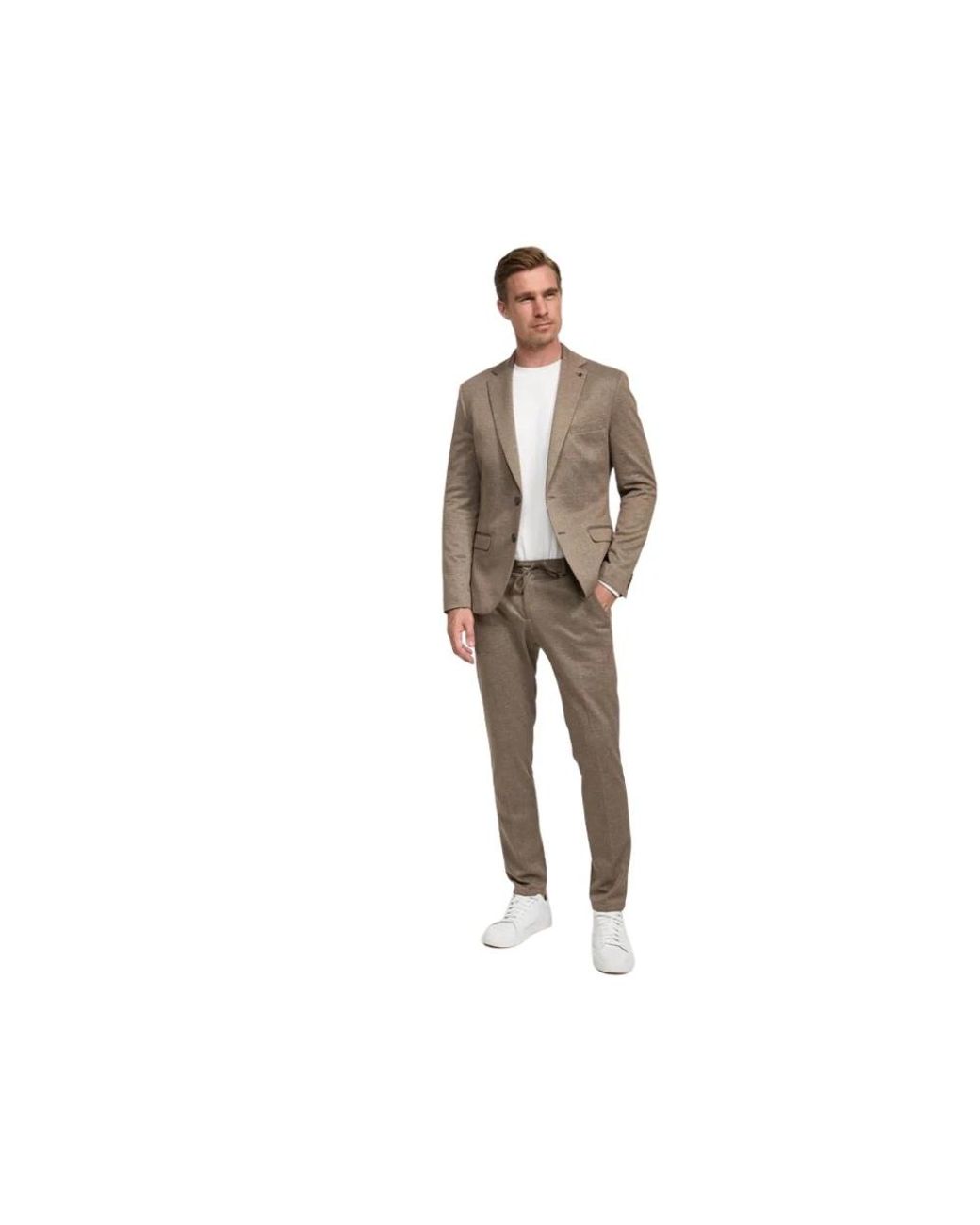 Zuitable Natural Single-Breasted Taupe Suit Set for men