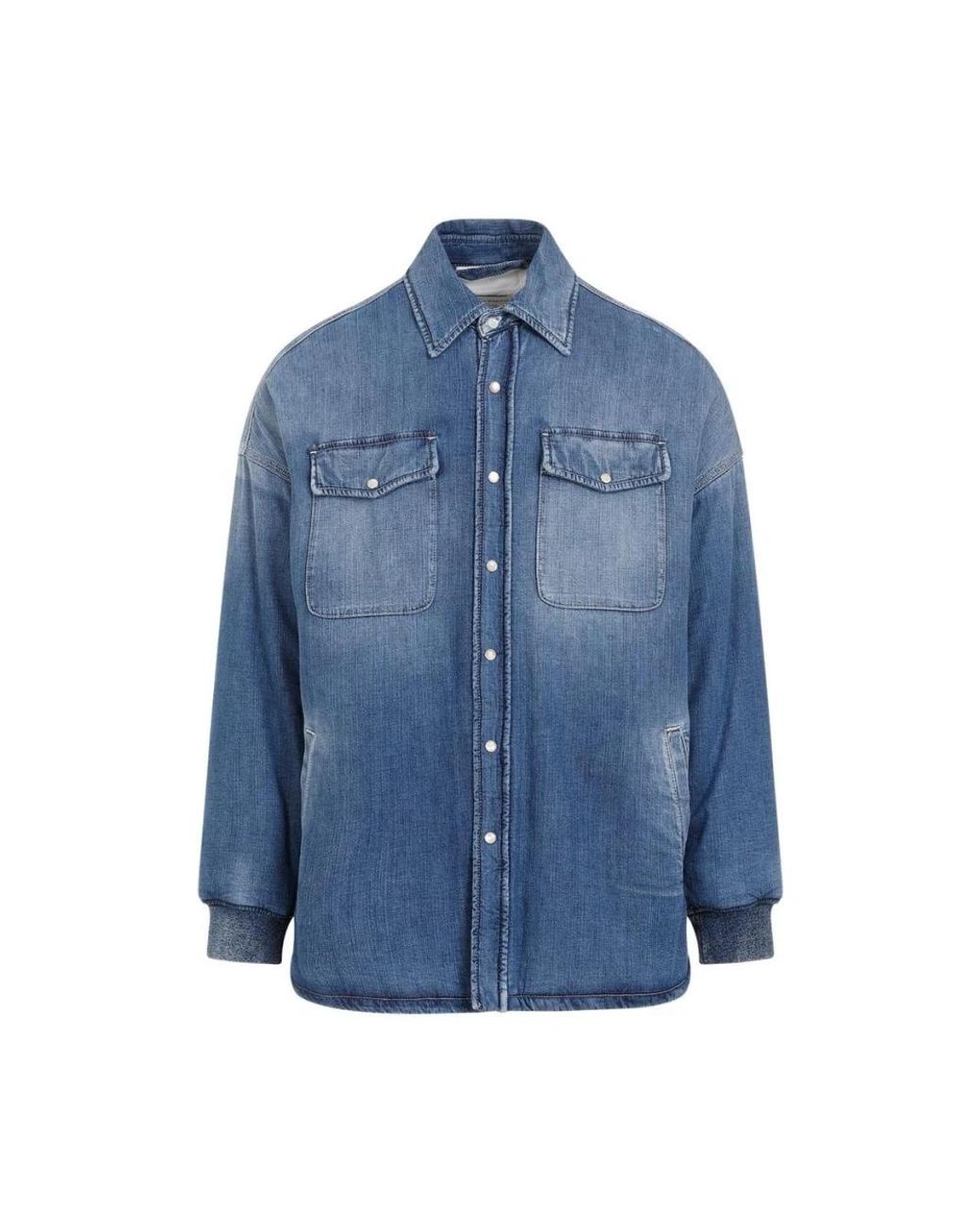 McQueen Quilted Denim Shirt in het Blue voor heren