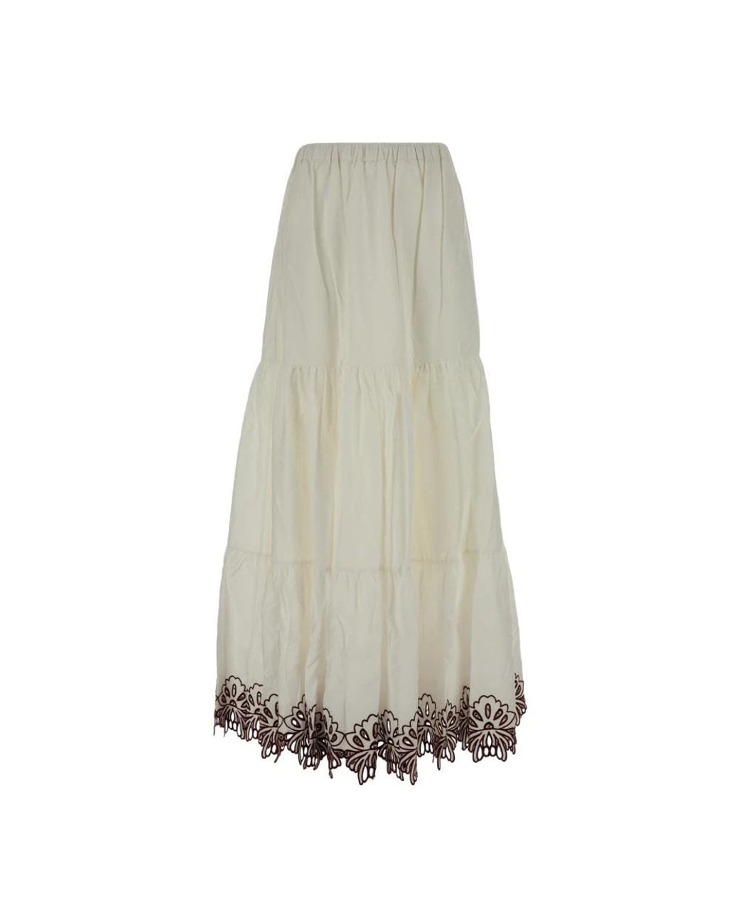 Amotea Rokken ,Wit ,Lange Rok Met Hoge Taille, Stroken En Cut-Out in het Gray