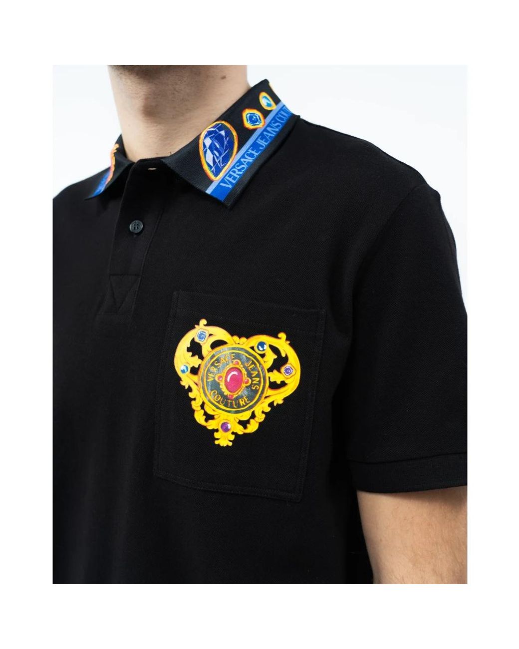 Versace Jeans Couture Black Polo Shirts for men