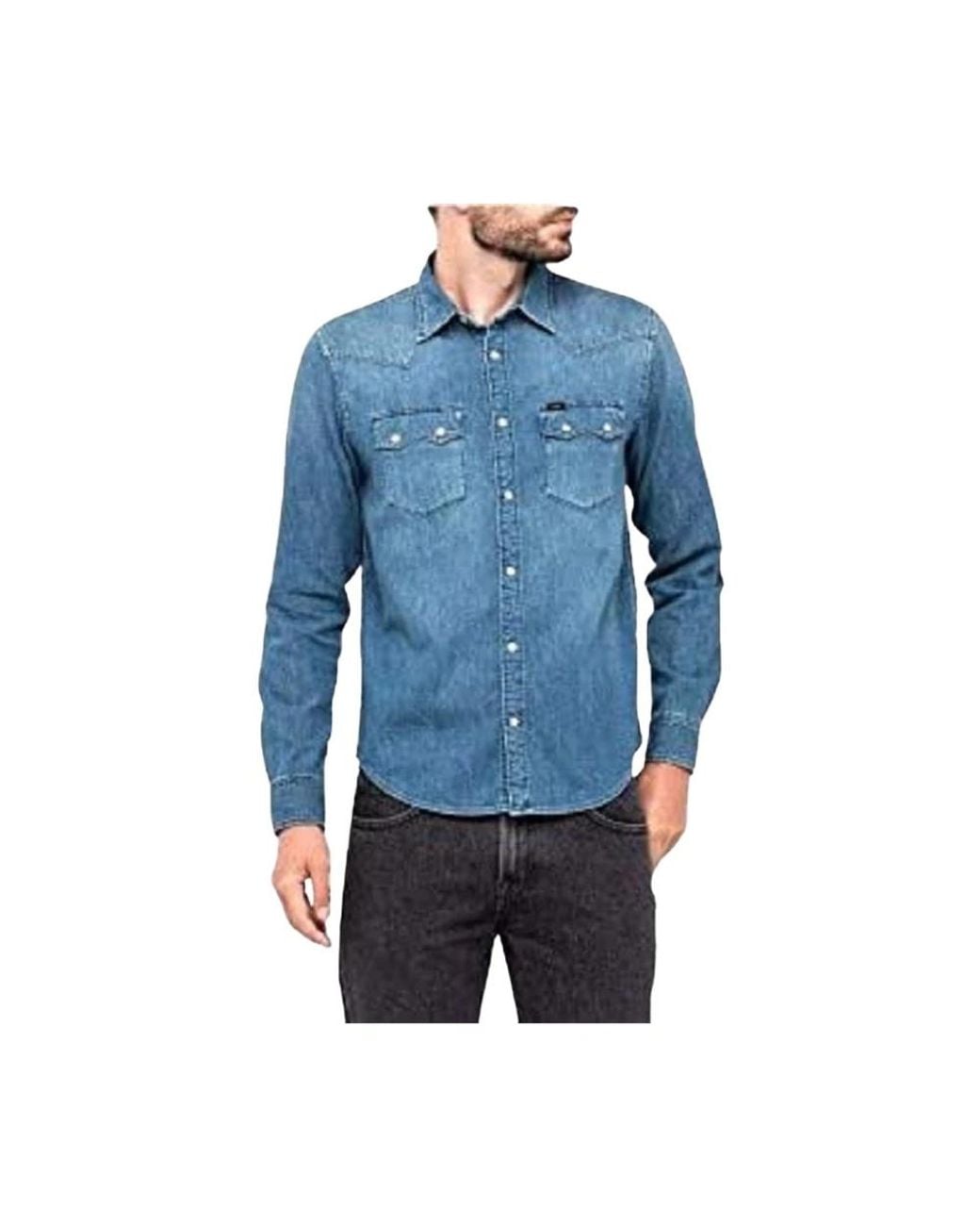 Lee Jeans Blue Denim Shirts for men